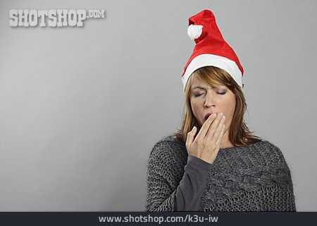 
                Gähnen, Langweilig, Weihnachtsfrau                   