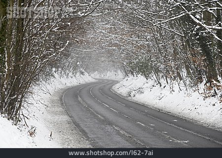 
                Winter, Verschneit, Witterung, Landstraße                   