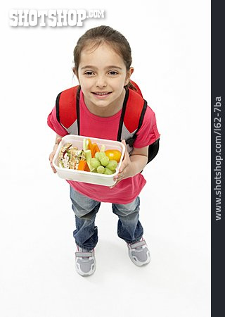 
                Mädchen, Schülerin, Frühstückspause, Lunchpaket                   
