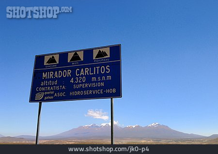 
                Vulkan, Informationstafel, Chachani, Mirador Carlitos                   