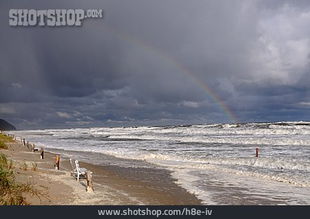 
                Küste, Regenbogen, Unwetter                   