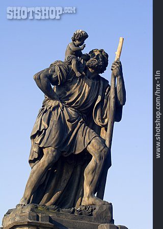 
                Statue, Heiligenstatue, Karlsbrücke, Christophorus                   