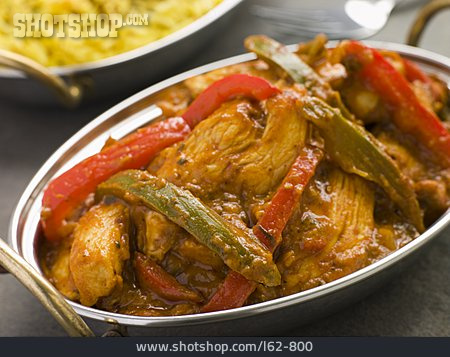 
                Indische Küche, Hühnchencurry, Currygericht, Jalfrezi                   
