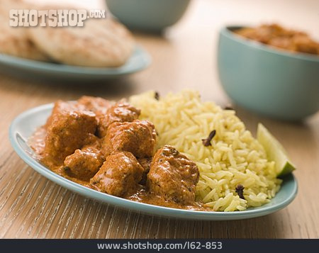 
                Reisgericht, Hühnchencurry, Currygericht, Korma                   