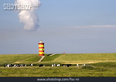 
                Deich, Ostfriesland, Pilsumer Leuchtturm                   