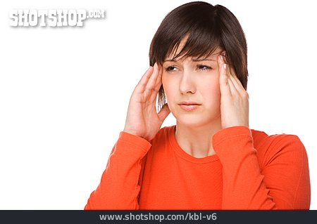 
                Junge Frau, Kopfschmerzen, Migräne                   