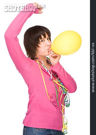 
                Junge Frau, Luftballon, Feiern                   