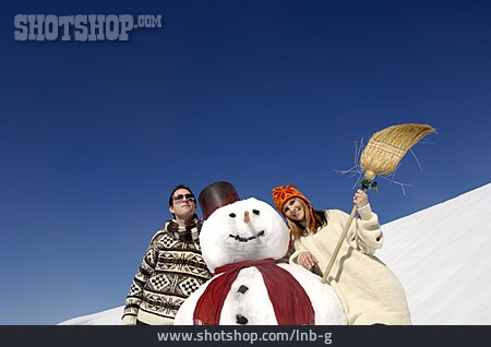 
                Couple, Winter, Snowman                   