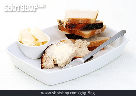 
                Butter, Brotscheibe, Frühstücksteller                   