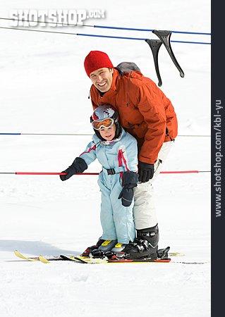 
                Vater, Wintersport, Tochter, Skifahren                   