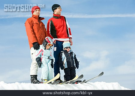 
                Vater, Wintersport, Tochter, Skifahren, Sohn                   
