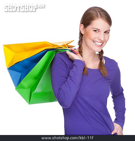 
                Junge Frau, Einkaufen, Kaufrausch                   