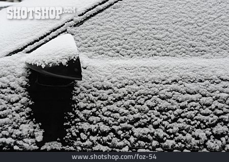 
                Auto, Verschneit, Außenspiegel, Fahrzeugtür                   