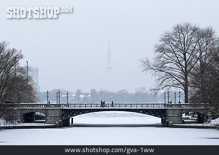 
                Winterlich, Schneien, Schwanenwikbrücke                   