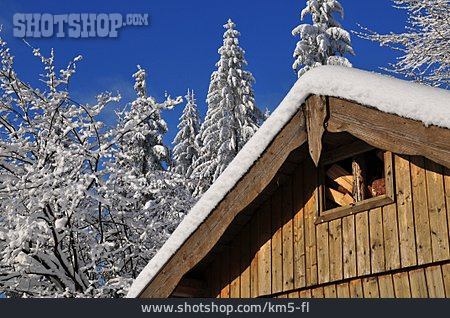 
                Winter, Verschneit, Holzhaus                   