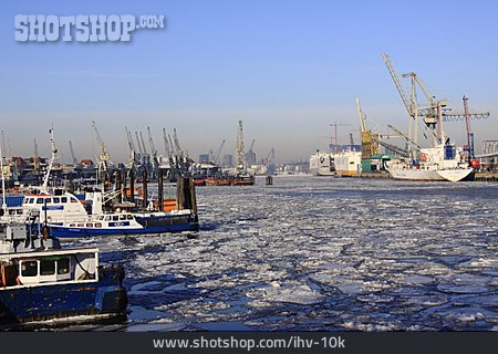 
                Schifffahrt, Hafen, Hamburg, Eisgang                   