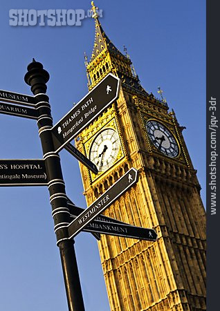 
                London, Footpath Sign, Elizabeth Tower                   