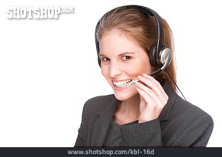 
                Junge Frau, Telefonieren, Headset                   