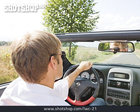 
                Junger Mann, Fahren, Cabriolet, Autofahrer                   