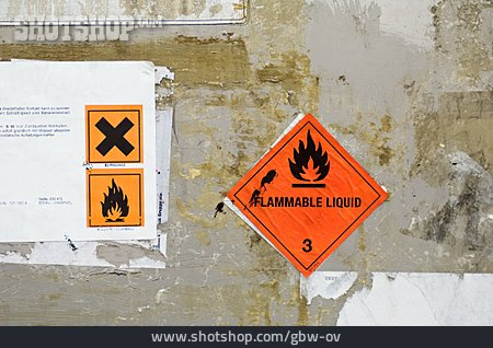 
                Warnhinweis, Chemikalie, Brandgefahr, Gefahrgut                   