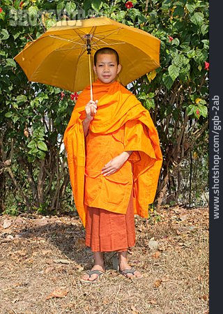 
                Junge, Sonnenschirm, Mönch, Buddhistisch                   