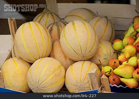 
                Marktstand, Obststand, Charentais-melone                   