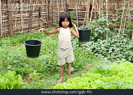 
                Mädchen, Gartenarbeit, Asiatin                   