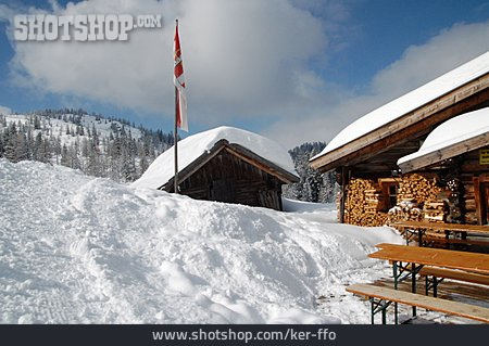
                Winter, Verschneit, Berghütte                   