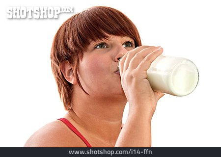 
                Junge Frau, Milch, Durst, Milchflasche                   