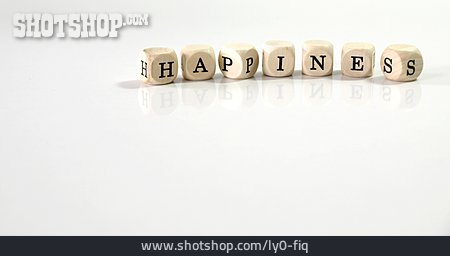 
                Glücklich, Buchstabenwürfel, Happiness                   