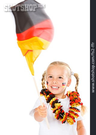 
                Mädchen, Deutschlandfahne, Fußballfan                   