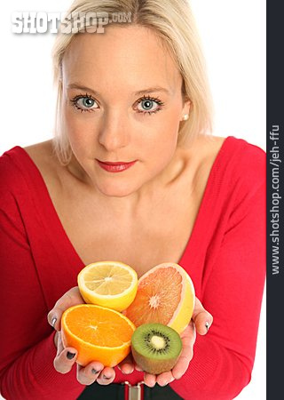 
                Frau, Gesunde Ernährung, Zitrusfrucht                   