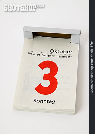
                Kalenderblatt, Abreißkalender, Tag Der Deutschen Einheit                   
