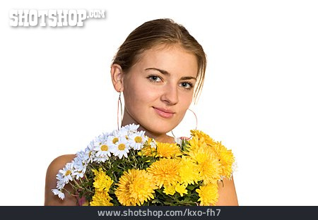
                Junge Frau, Blumenstrauß                   