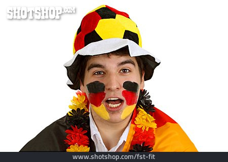 
                Junger Mann, Fußballfan, Deutschlandfan                   