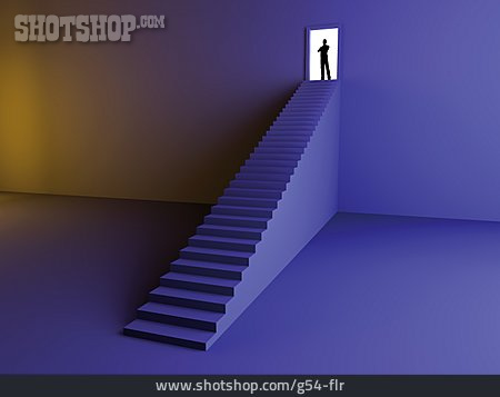 
                Treppe, Silhouette, Tür                   