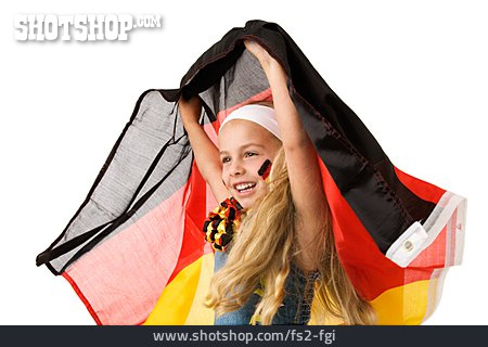 
                Mädchen, Deutschlandfahne, Fußballfan                   