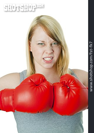 
                Konfrontation & Rivalität, Boxhandschuhe, Boxerin                   
