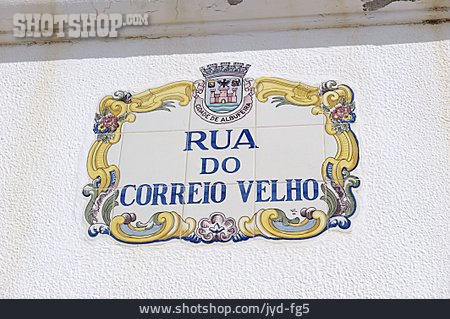 
                Straßenschild, Albufeira, Rua Do Correio Velho                   