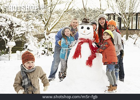 
                Winter, Familie, Schneemann                   