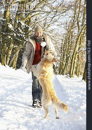 
                Man, Dog, Winter Walk                   
