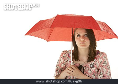 
                Jugendliche, Besorgt, Regenschirm                   