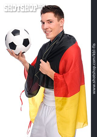 
                Junger Mann, Fußballfan, Deutschlandfan                   