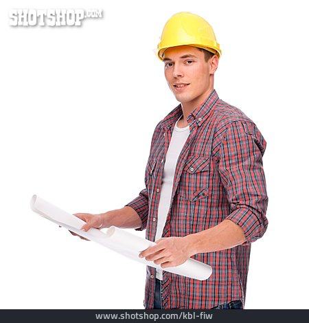 
                Bauarbeiter, Handwerker, Bauzeichnung                   