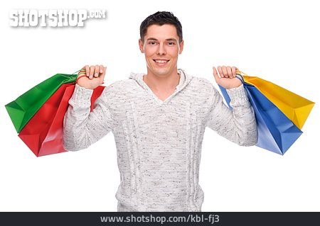 
                Junger Mann, Einkaufen, Einkaufsbummel                   