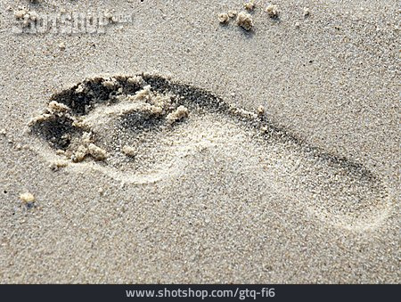 
                Fußspur, Fußabdruck, Strandurlaub                   