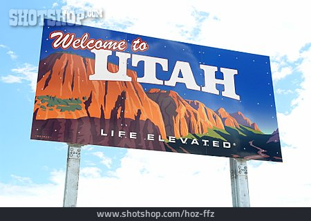 
                Utah, Willkommensschild, Bundesstaat                   