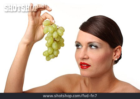 
                Junge Frau, Frau, Weintrauben, Verlockung                   