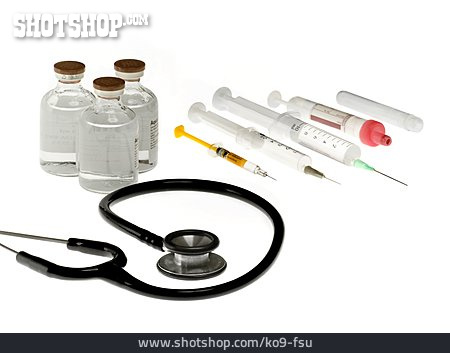 
                Gesundheitswesen & Medizin, Stethoskop, Injektionsspritze                   