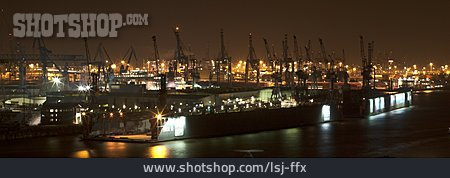 
                Hamburger Hafen, Frachthafen, Hafenpanorama                   